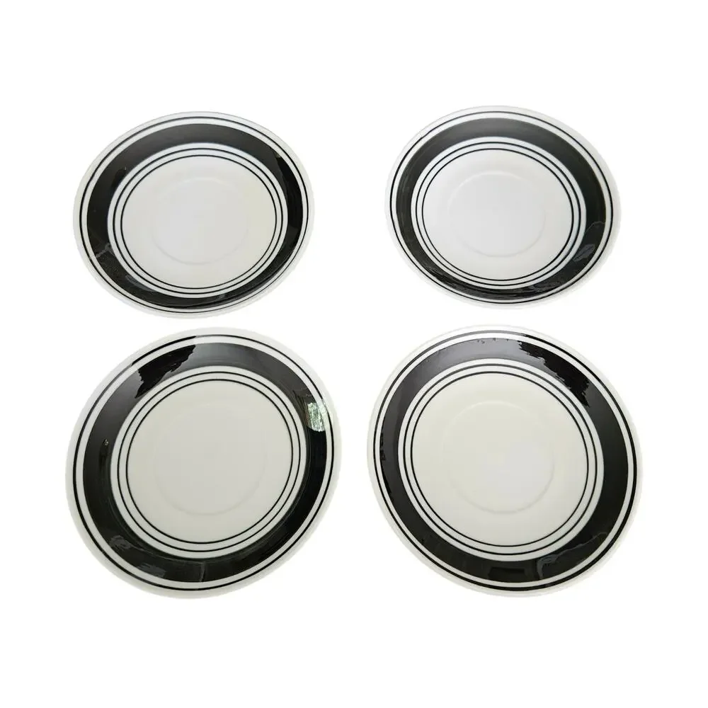 Mainstays Home Black & White Striped Saucer Plates Set of 4 Replacement